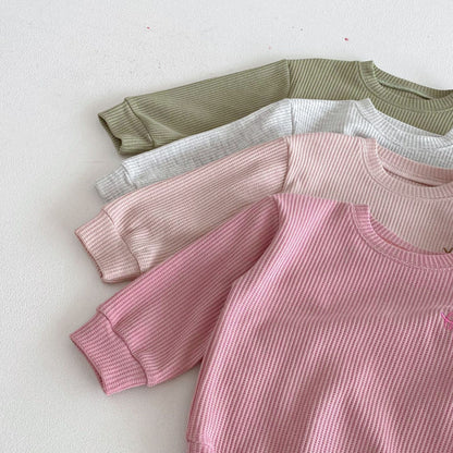 長袖セットアップ Letter Embroidery Waffle Set ワッフル 刺繍 セットアップ【mh0011966】