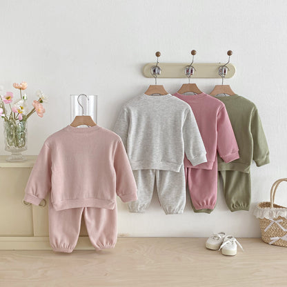 長袖セットアップ Letter Embroidery Waffle Set ワッフル 刺繍 セットアップ【mh0011966】