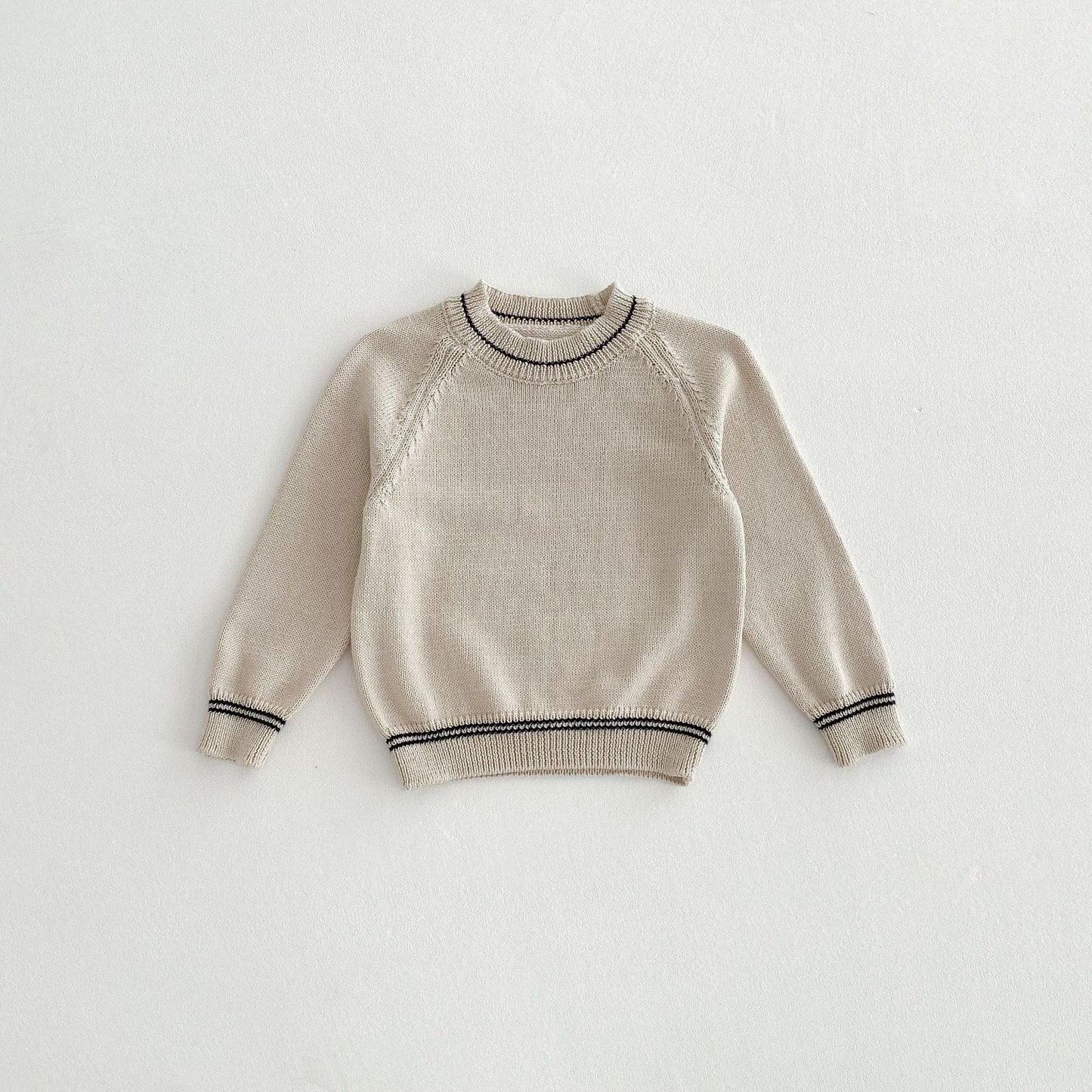 長袖セットアップ Light apricot top / 80cm キッズセットアップ ステッチニットセータートップス/チロリアンコーデュロイオーバーオール【mh0009248】