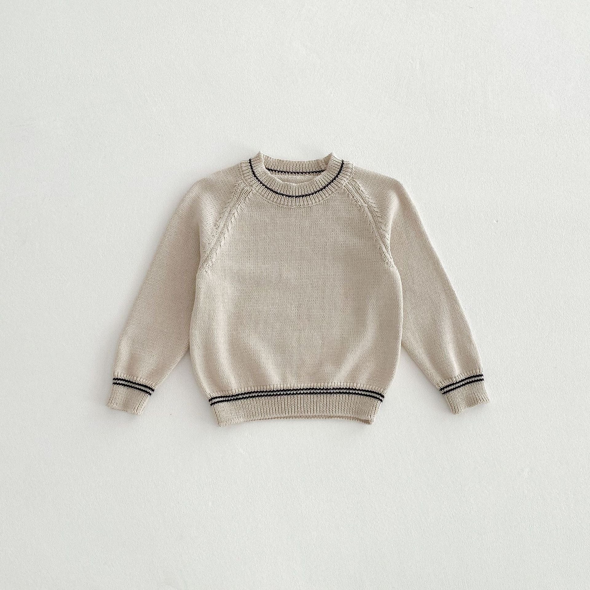 長袖セットアップ Light apricot top / 80cm キッズセットアップ ステッチニットセータートップス/チロリアンコーデュロイオーバーオール【mh0009248】