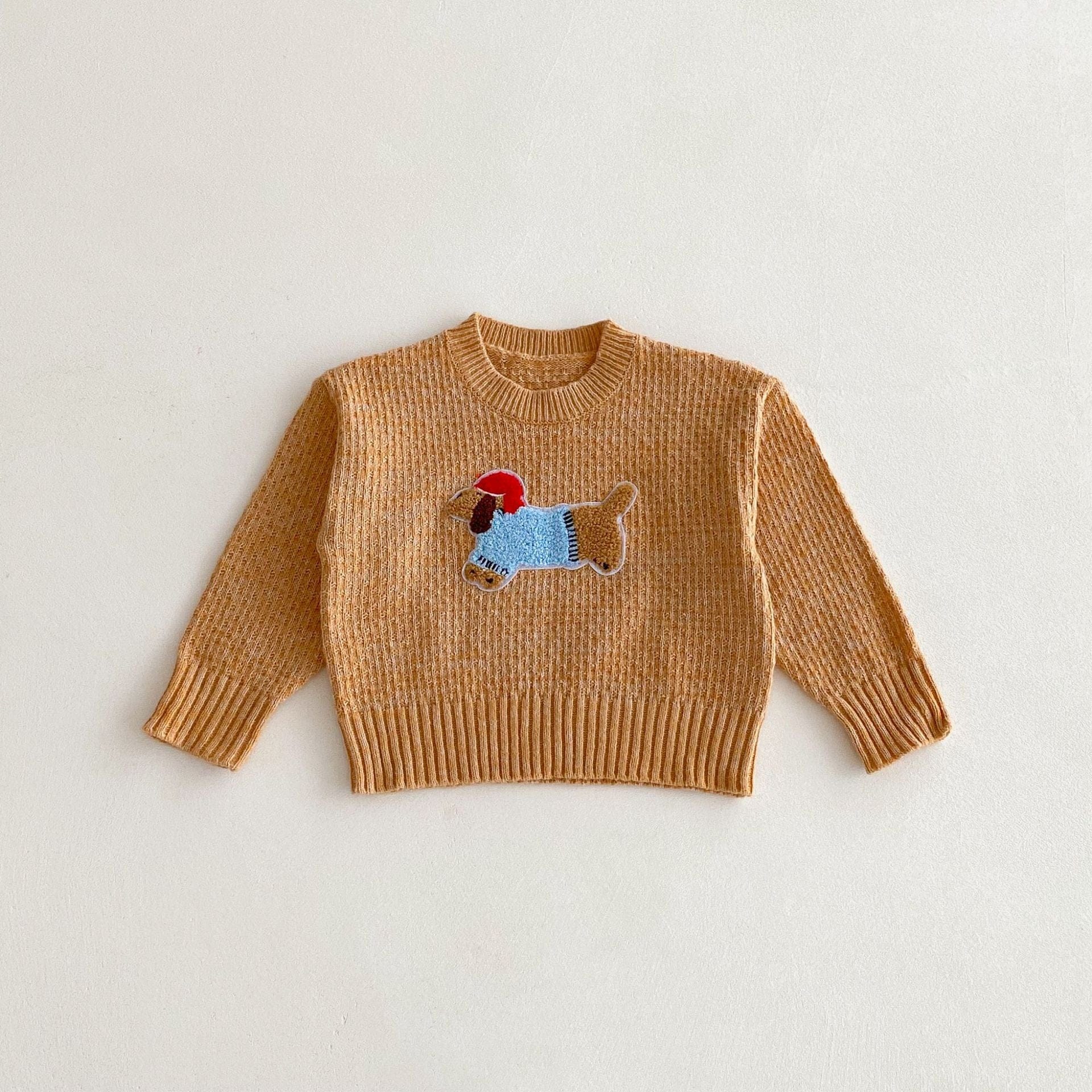 ニット・セーター Light Brown / 80cm 犬アップリケニットセーター【mh0010657】