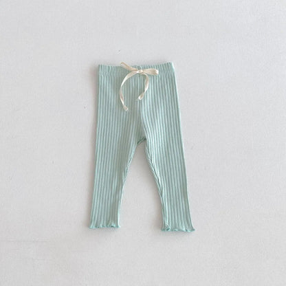 レギンスパンツ Light Green / 12M  80CM キッズパンツ パステルアイスカラーシンプルリブレギンスパンツ 4カラー【mh0006831】
