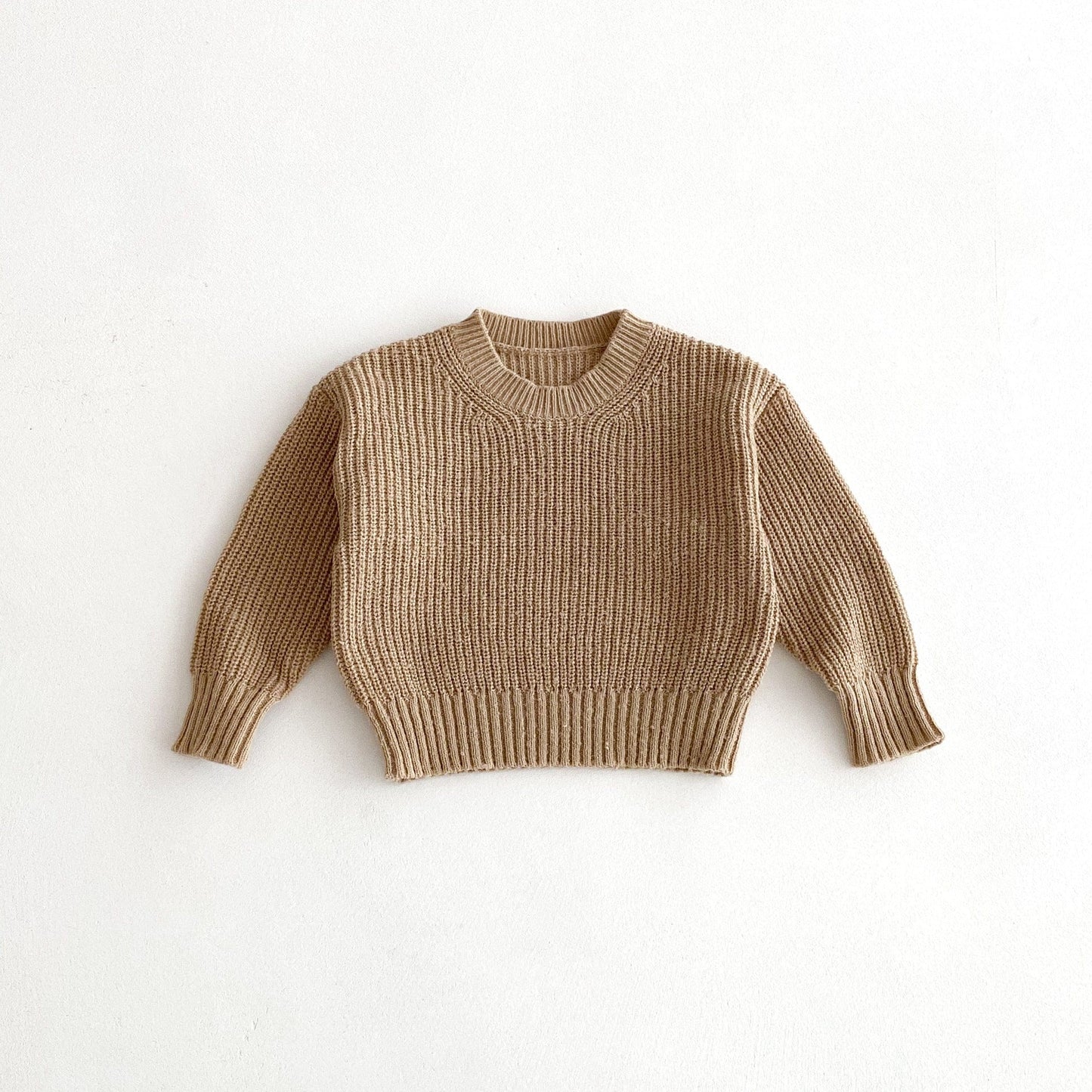 ニット・セーター Light Khaki / 80cm シンプルベーシック丸首ニットセーター【mh0010653】