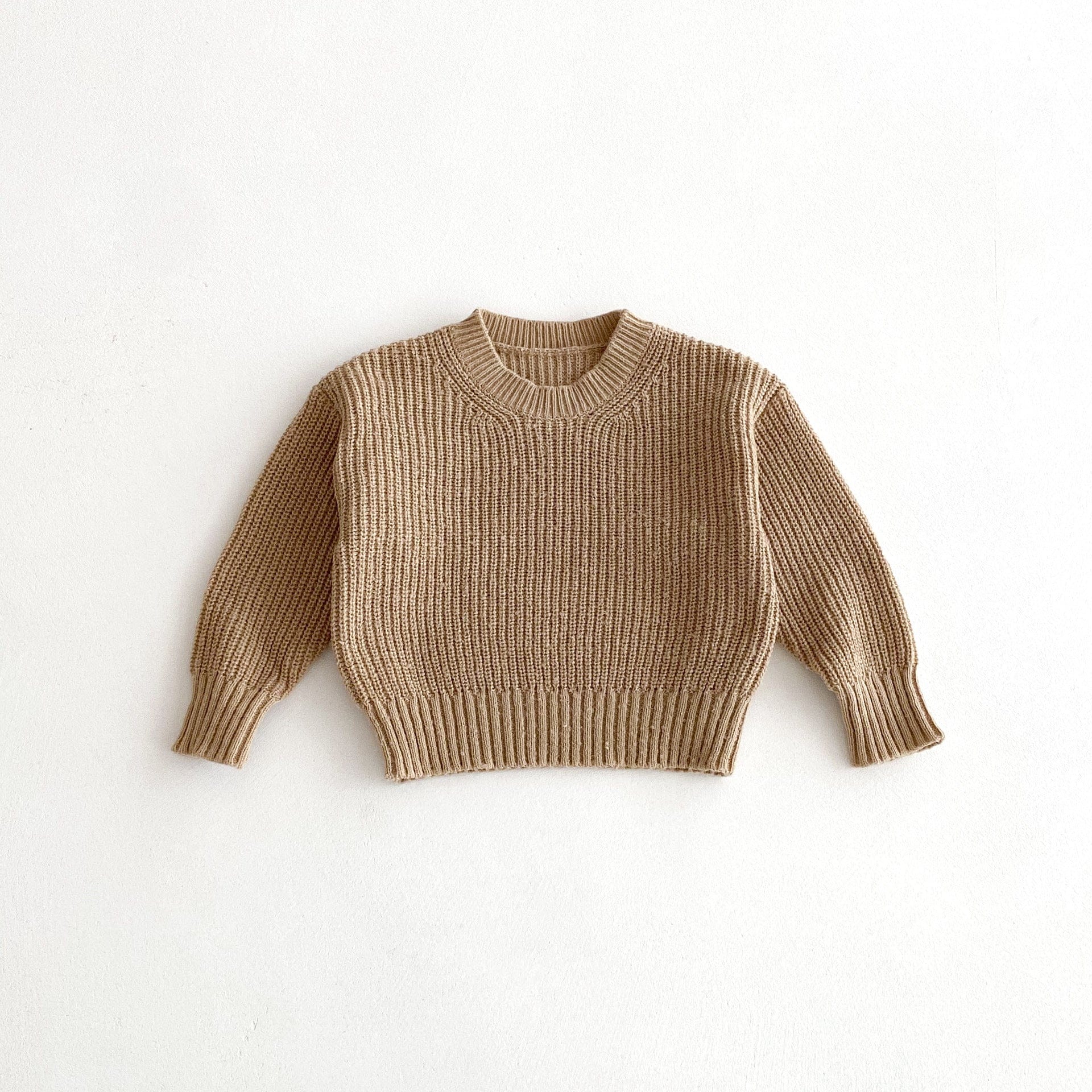 ニット・セーター Light Khaki / 80cm シンプルベーシック丸首ニットセーター【mh0010653】