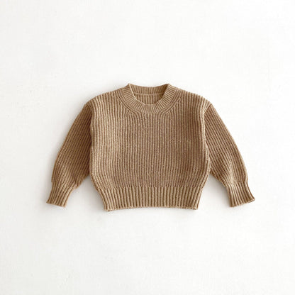 ニット・セーター Light Khaki / 80cm シンプルベーシック丸首ニットセーター【mh0010653】