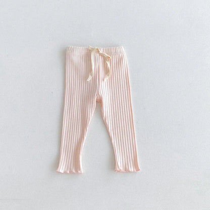 レギンスパンツ Light Pink / 12M  80CM キッズパンツ パステルアイスカラーシンプルリブレギンスパンツ 4カラー【mh0006831】