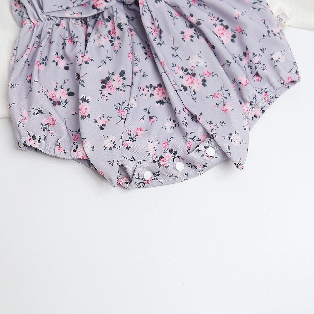 ベビー用水着 ベビー 水着 フラワー 花柄 キャミソール リボン ワンピース スイムウェア パープル グレー ガールズ【mh0002046】
