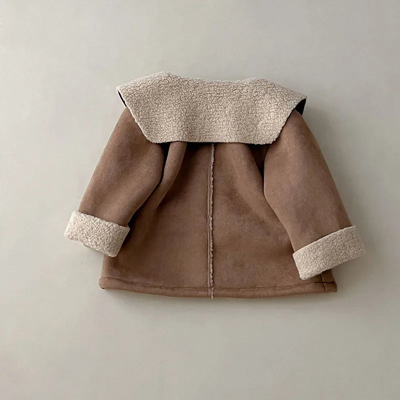 ショートコート・ジャケット・ジャンパー キッズ コート 裏ボアフリース 刺繍 ショートジャケット アウター コーヒー ガールズ 女の子 子供服【mh0003032】