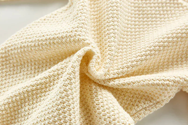 長袖ロンパース ベビーロンパース ニット ケーブル編み 長袖ジャンプスーツ アランニット ベージュ【mh0006230】