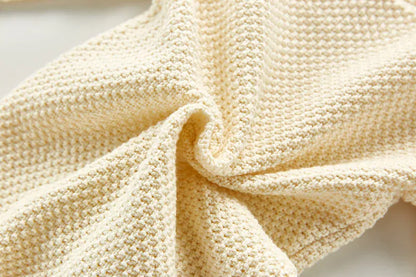 長袖ロンパース ベビーロンパース ニット ケーブル編み 長袖ジャンプスーツ アランニット ベージュ【mh0006230】