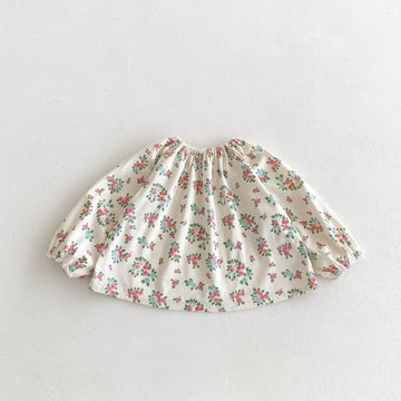 長袖シャツ・ブラウス キッズトップス 長袖チュニックブラウス スモック フラワー花柄プリント【mh0006363】