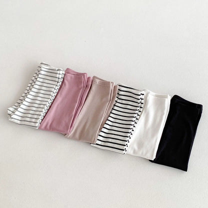 レギンスパンツ キッズパンツ レギンスパンツ シンプルベーシック スパッツ 無地/ボーダー【mh0006398】