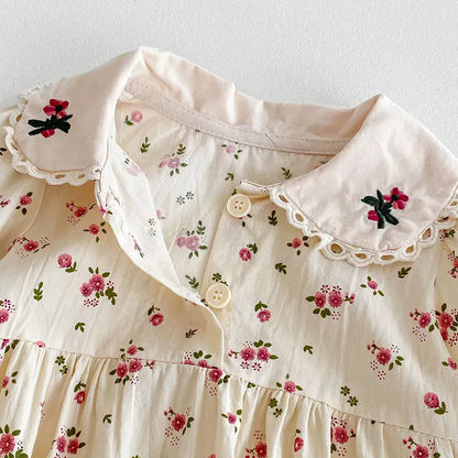 長袖ロンパース ベビーロンパース/トップス 長袖 フラワー小花柄プリント刺繍【mh0006459】