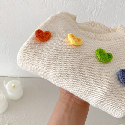 ニット・セーター キッズトップス カラフルハートアップリケニットセーター【mh0007047】