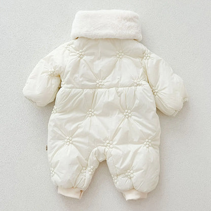 アウタージャンプスーツ ベビーアウタージャンプスーツ/ロンパース ボアフリースマフラー付きキルティング防寒長袖ボディスーツ【mh0007813】