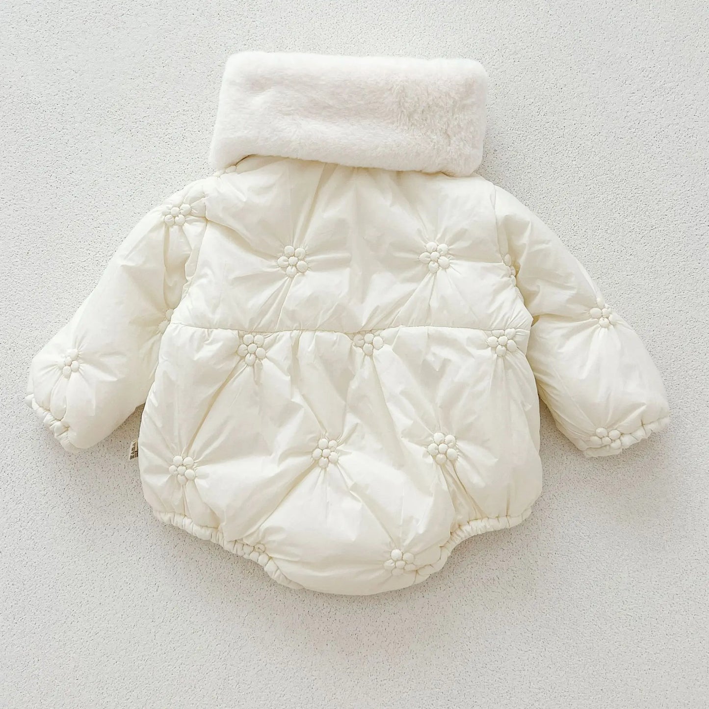 アウタージャンプスーツ ベビーアウタージャンプスーツ/ロンパース ボアフリースマフラー付きキルティング防寒長袖ボディスーツ【mh0007813】