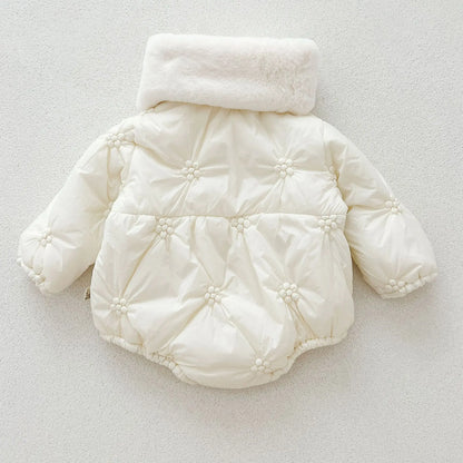 アウタージャンプスーツ ベビーアウタージャンプスーツ/ロンパース ボアフリースマフラー付きキルティング防寒長袖ボディスーツ【mh0007813】