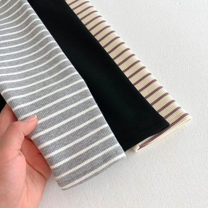 レギンスパンツ キッズパンツ ボーダー柄裏フリース厚手シンプルレギンスパンツ【mh0008090】