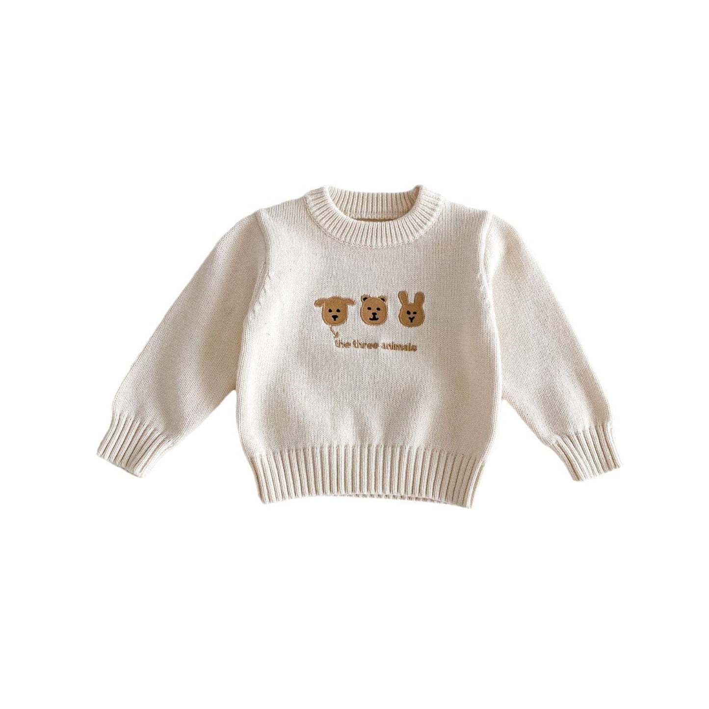 ニット・セーター ベビートップス アニマル刺繍長袖ニットセーター【mh0008153】