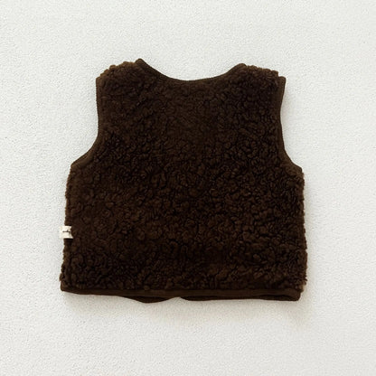 ベスト ベビーベスト バイピングリボンボアフリース前あきベスト【mh0008260】