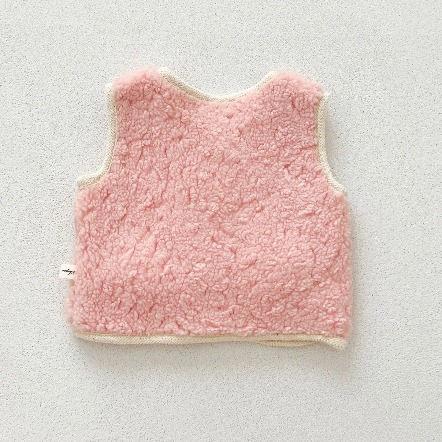 ベスト ベビーベスト バイピングリボンボアフリース前あきベスト【mh0008260】