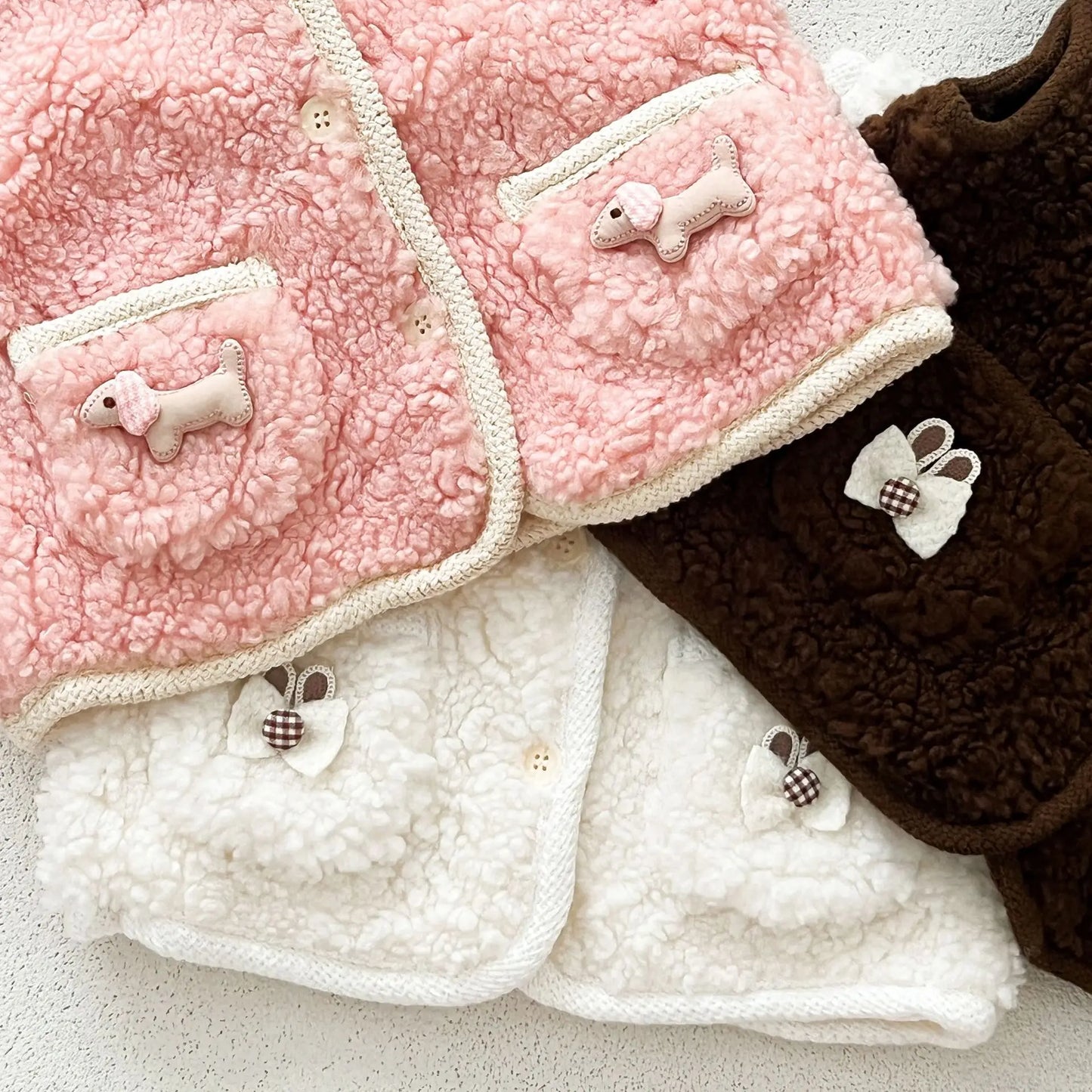 ベスト ベビーベスト バイピングリボンボアフリース前あきベスト【mh0008260】