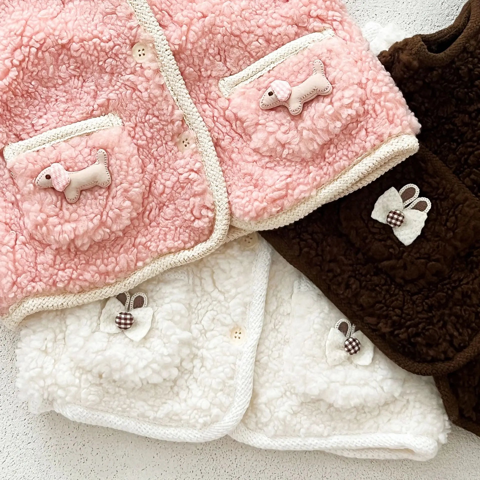 ベスト ベビーベスト バイピングリボンボアフリース前あきベスト【mh0008260】