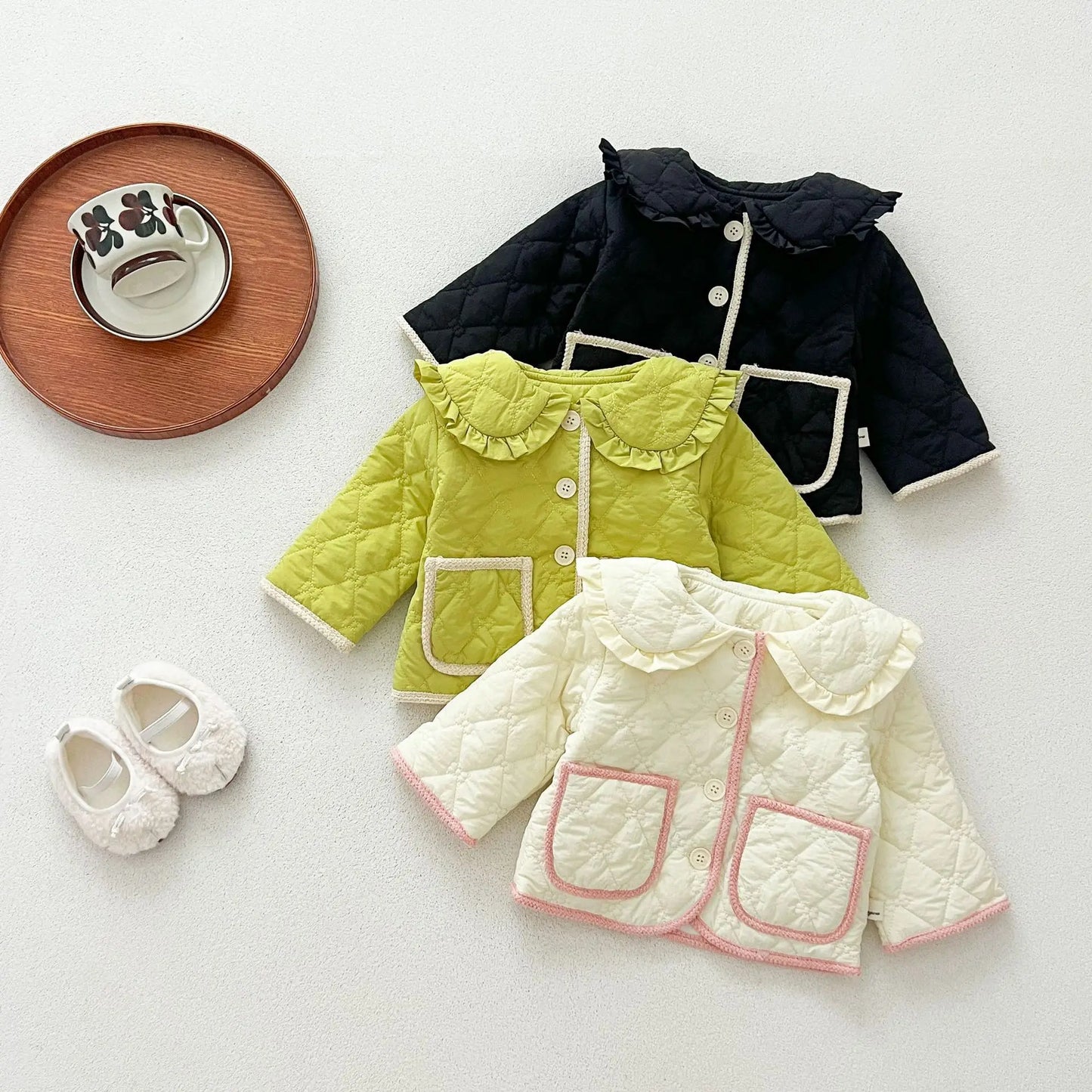 ショートコート・ジャケット・ジャンパー ベビーキッズアウター ビッグ襟キルティングコートジャケット【mh0008272】