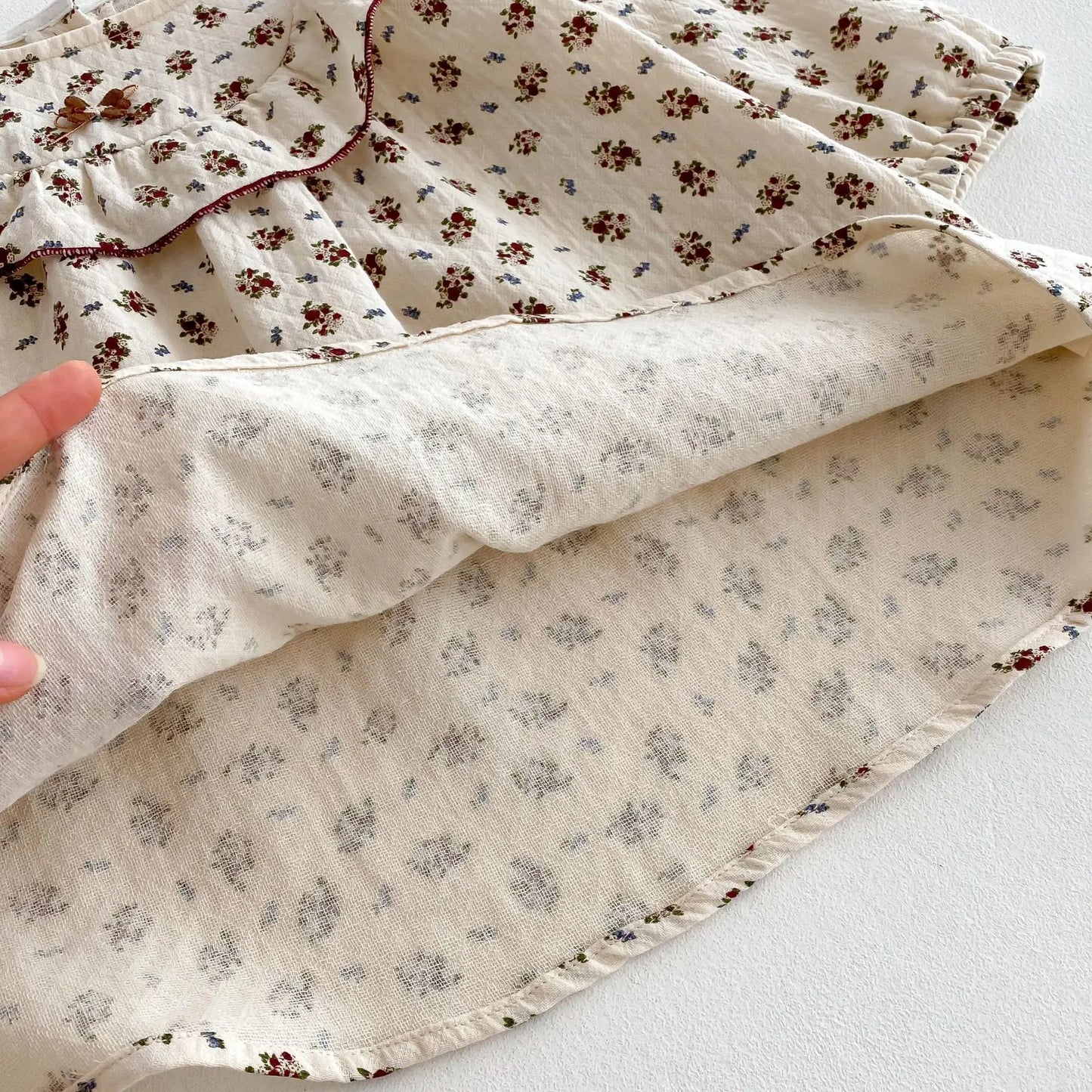 長袖ワンピース キッズワンピース ラッフルフリルフラワー小花柄長袖ワンピース【mh0008804】