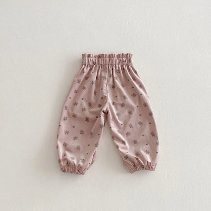 ロングパンツ・スウェットパンツ キッズパンツ カラフル水玉/フラワープリントロングルーズパンツ【mh0008835】