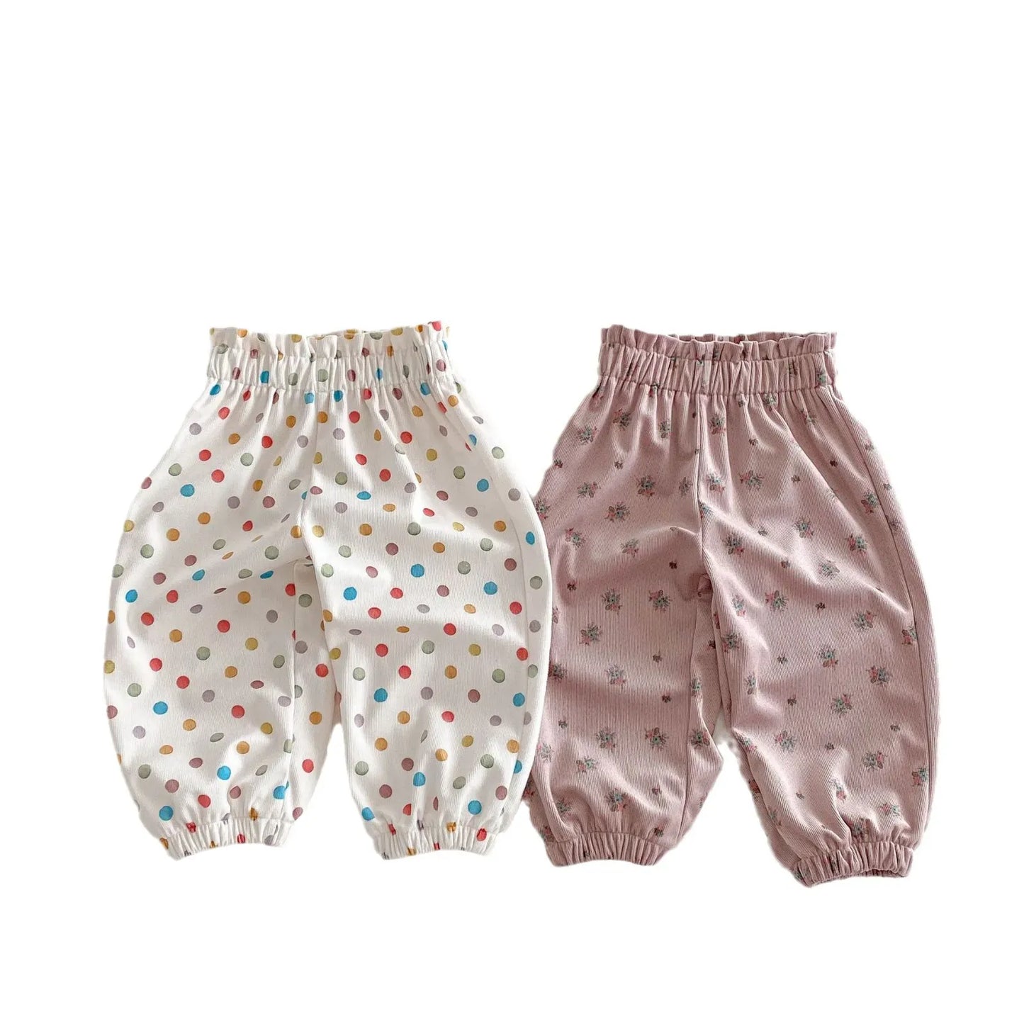 ロングパンツ・スウェットパンツ キッズパンツ カラフル水玉/フラワープリントロングルーズパンツ【mh0008835】