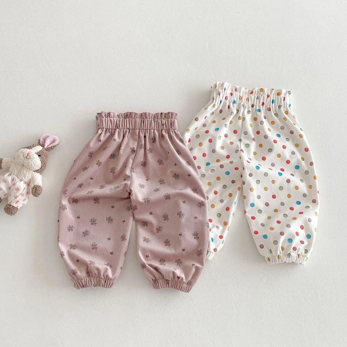 ロングパンツ・スウェットパンツ キッズパンツ カラフル水玉/フラワープリントロングルーズパンツ【mh0008835】