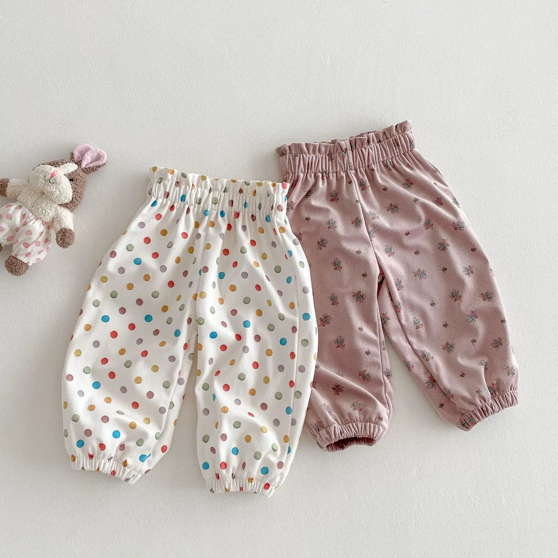 ロングパンツ・スウェットパンツ キッズパンツ カラフル水玉/フラワープリントロングルーズパンツ【mh0008835】