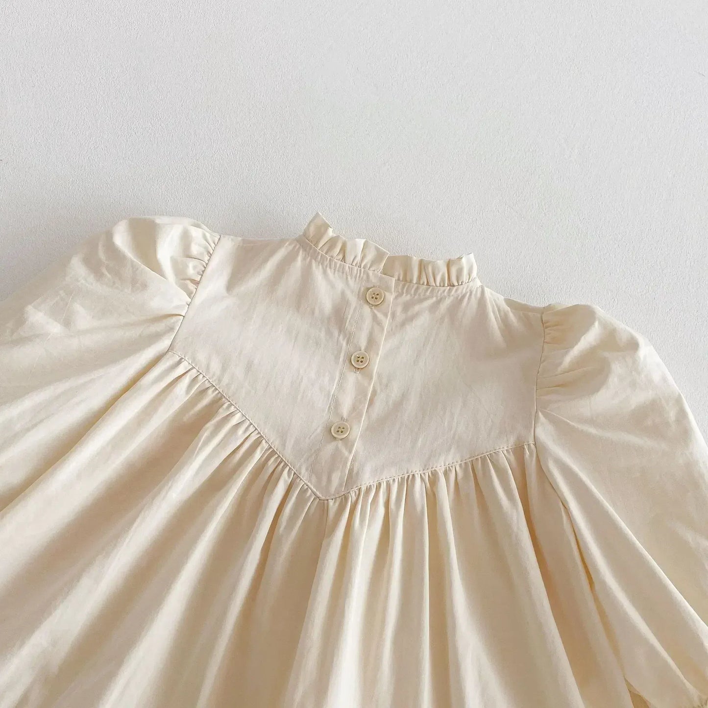 長袖ワンピース キッズワンピース 刺繍フリル長袖パフスリーブドレスワンピース【mh0008961】