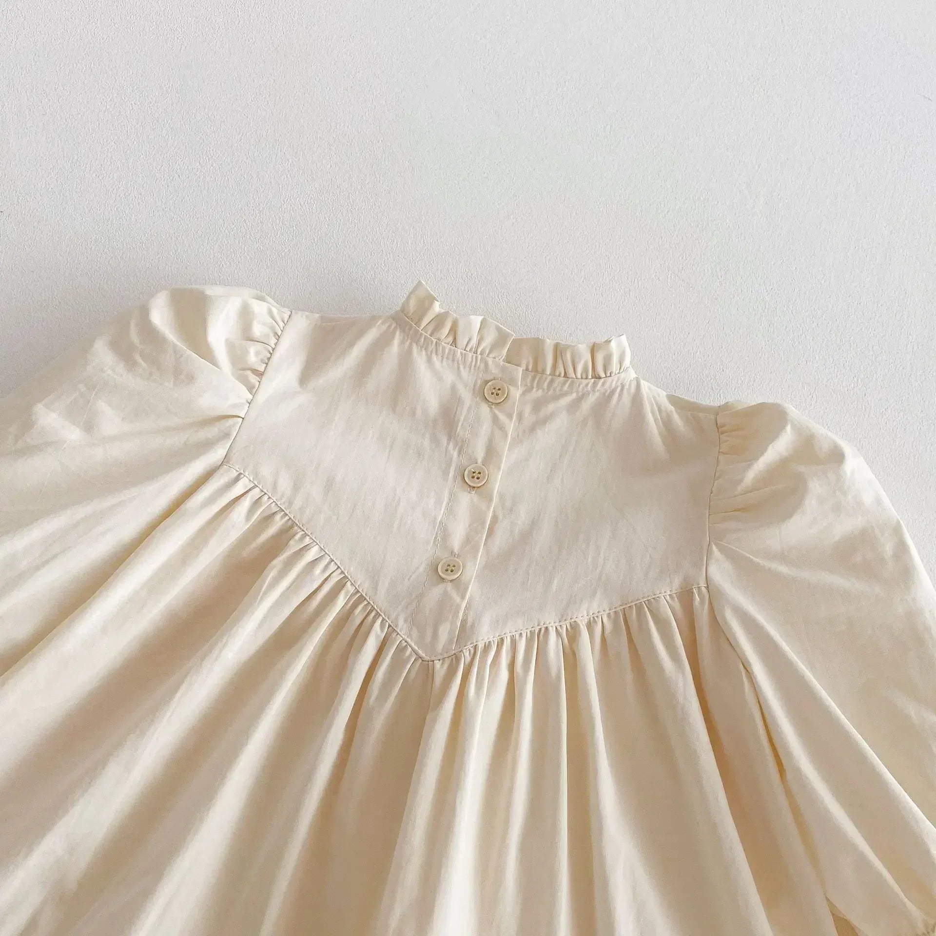 長袖ワンピース キッズワンピース 刺繍フリル長袖パフスリーブドレスワンピース【mh0008961】