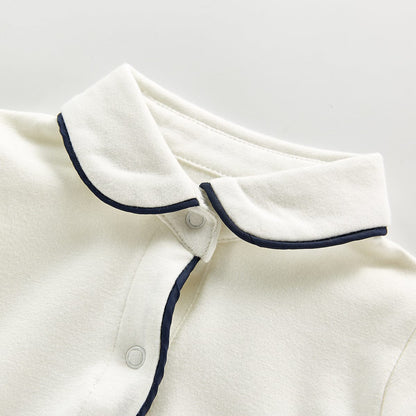 長袖ロンパース ベビーロンパース 丸襟シンプル長袖ボディスーツ【mh0009097】