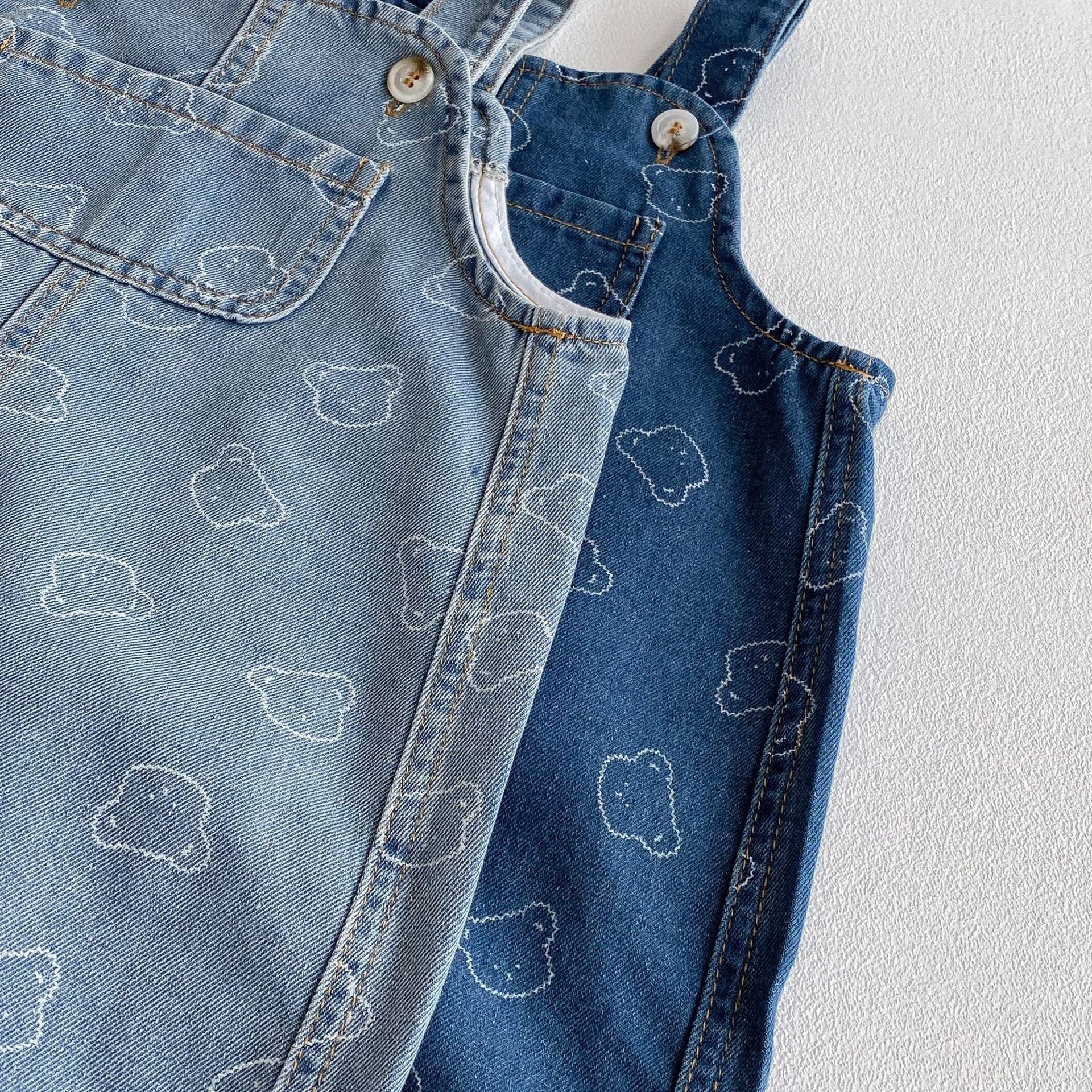 オーバーオール デニムオーバーオール ベアくまプリントサスペンダージャンプスーツ【mh0009233】