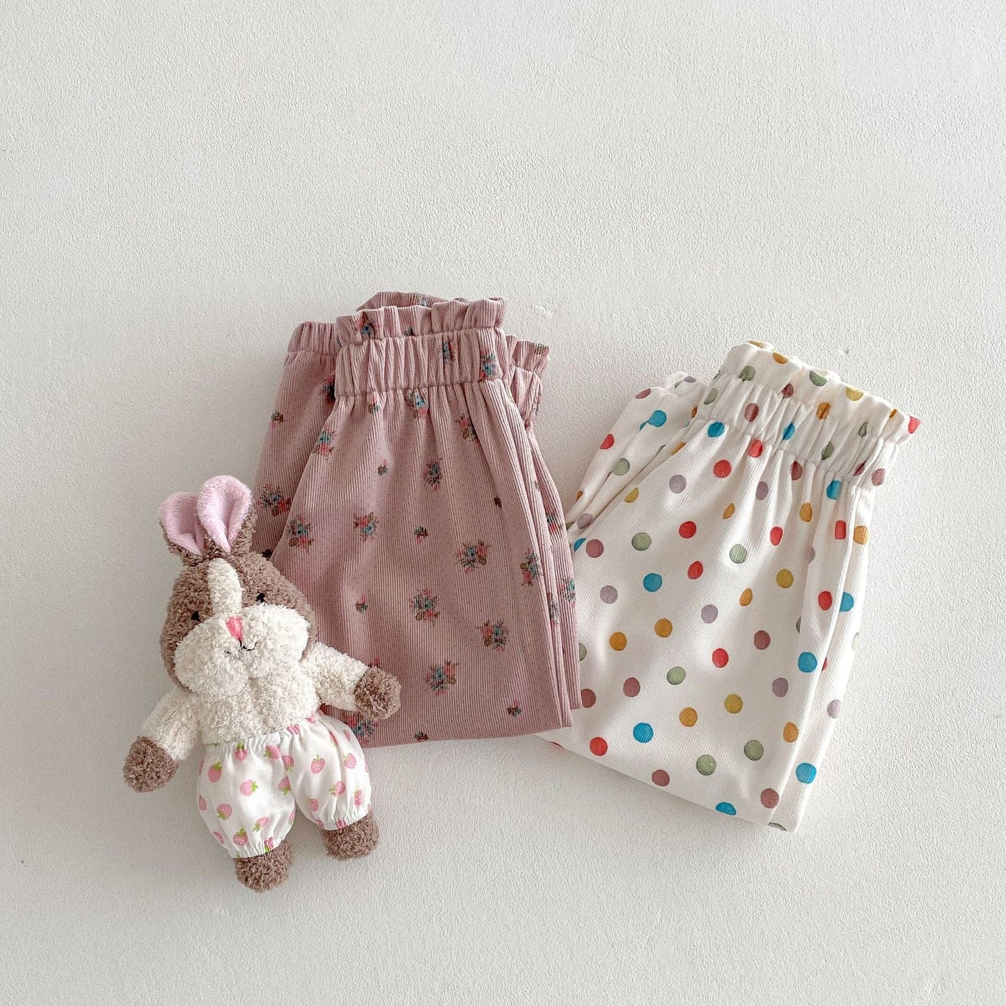 ロングパンツ・スウェットパンツ カラフルポルカドット/フラワープリントイージーハーレムパンツ【mh0009235】