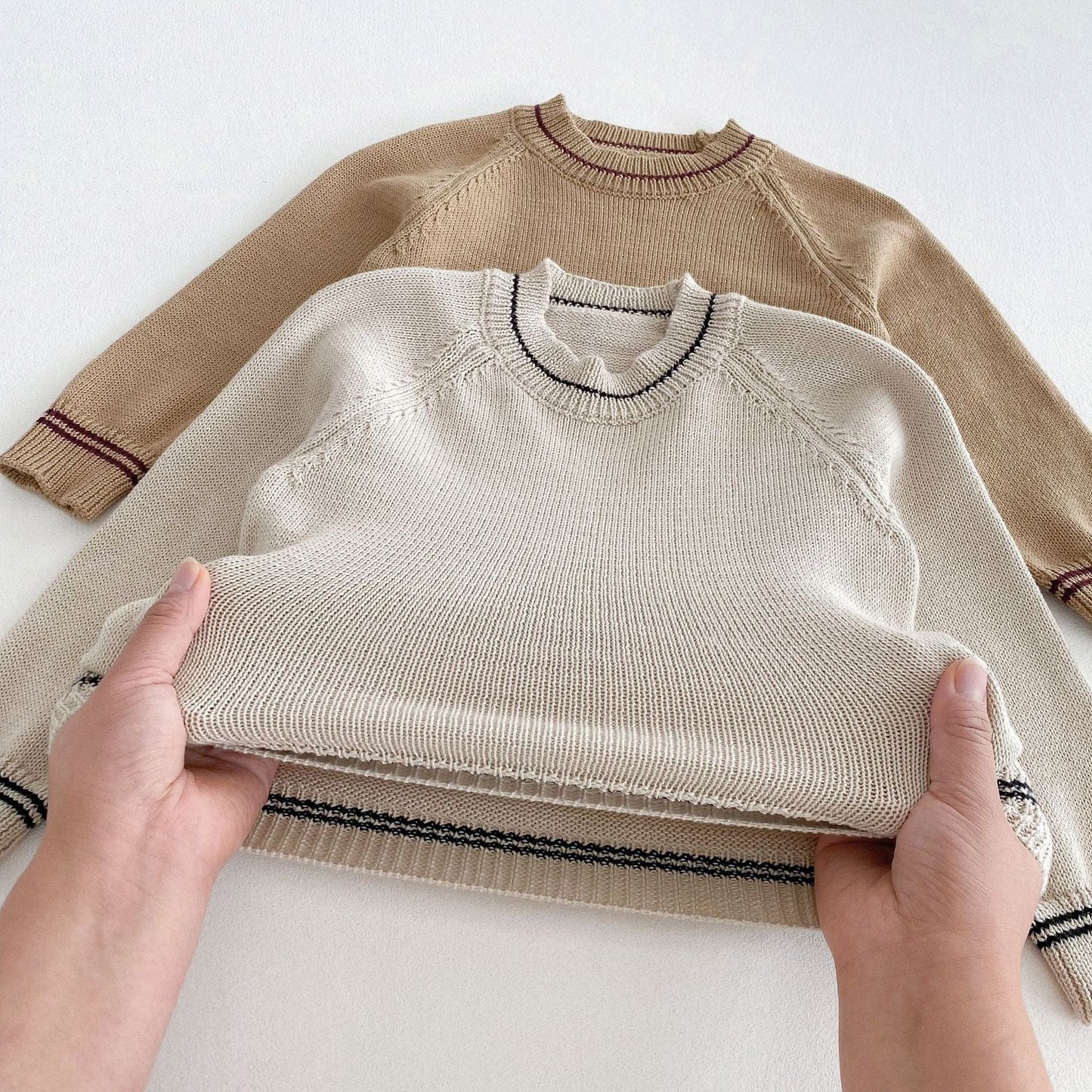 長袖セットアップ キッズセットアップ ステッチニットセータートップス/チロリアンコーデュロイオーバーオール【mh0009248】