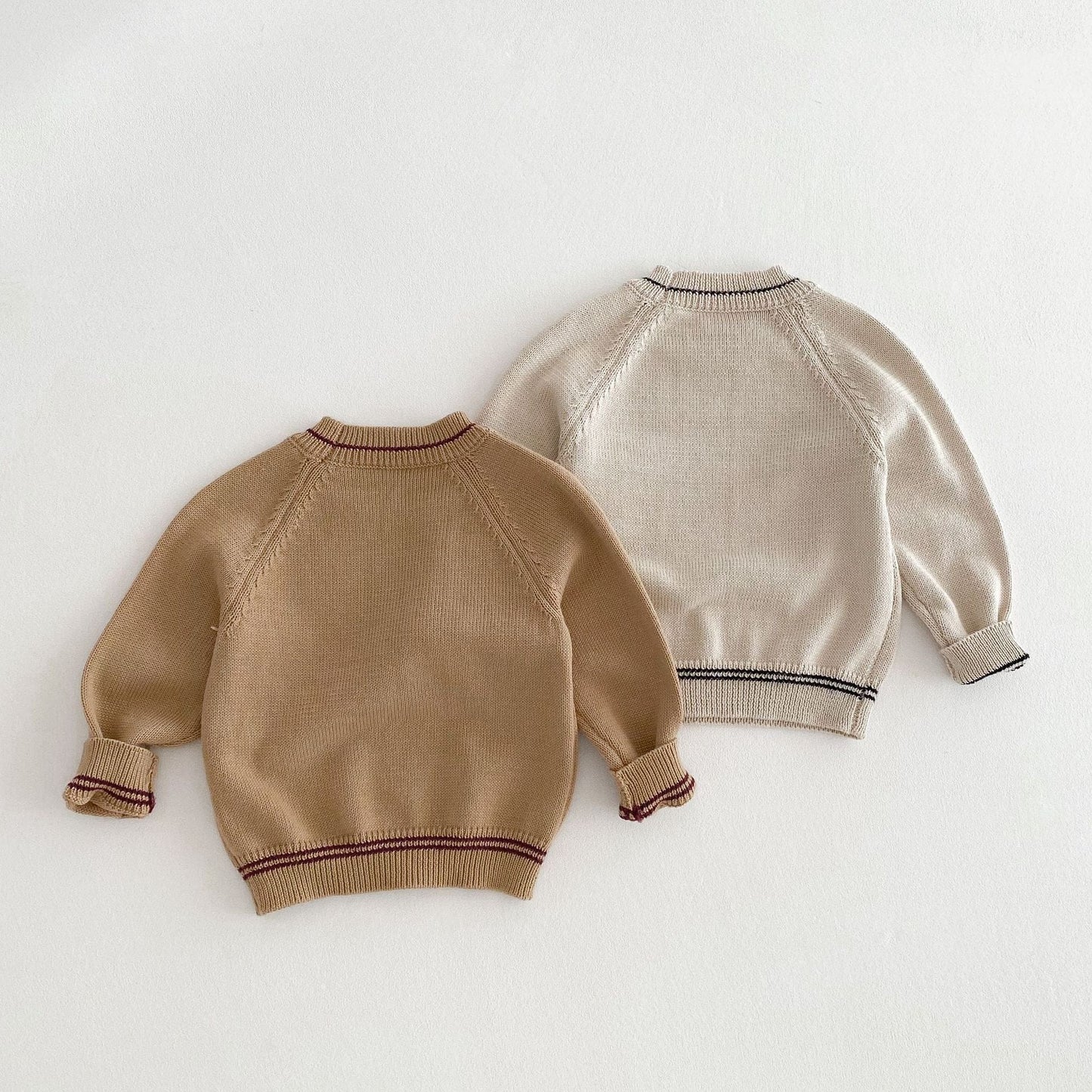 長袖セットアップ キッズセットアップ ステッチニットセータートップス/チロリアンコーデュロイオーバーオール【mh0009248】