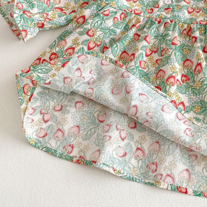 長袖ワンピース いちごストロベリープリント長袖ワンピース【mh0009254】