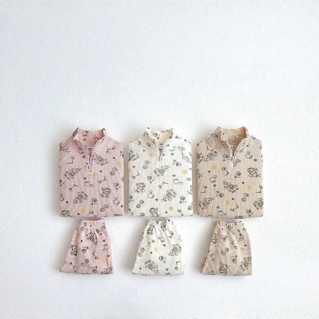 長袖セットアップ スポーツセットアップ プリント柄ハーフジップ長袖スウェットシャツ+スウェットパンツ【mh0009256】