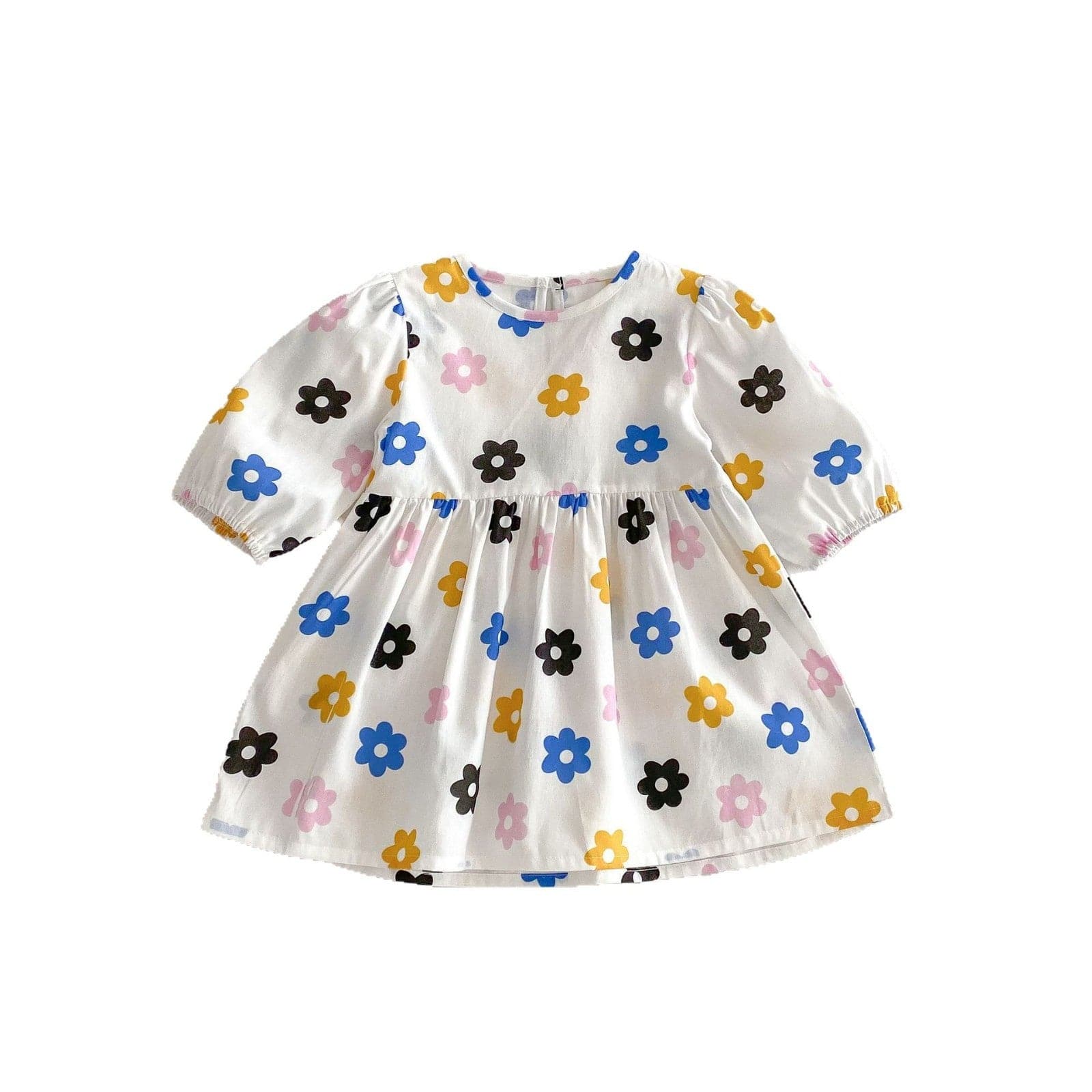 長袖ワンピース レトロカラフルフラワープリント長袖ワンピース【mh0009258】