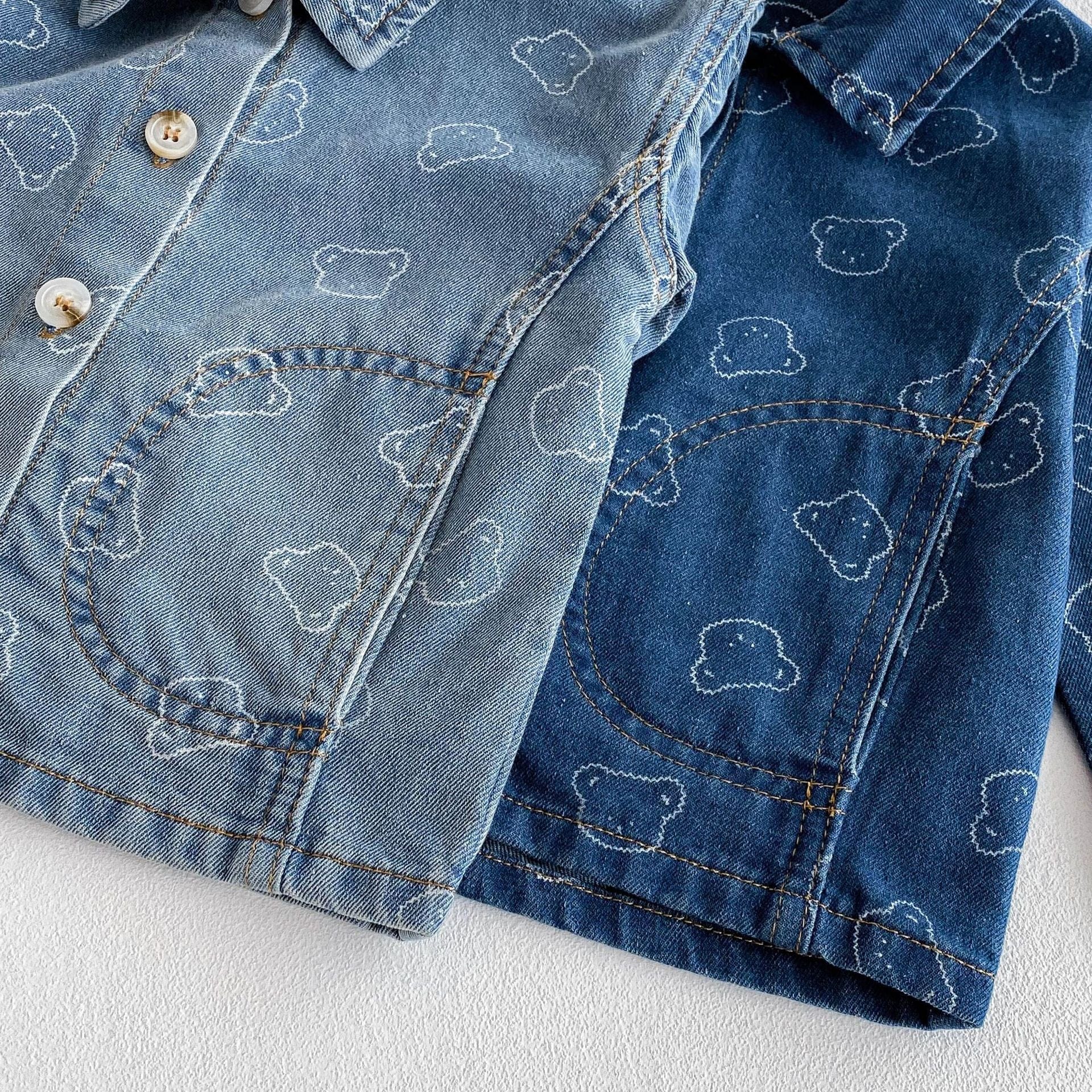 ショートコート・ジャケット・ジャンパー ベアくまプリントデニムシャツジャケット【mh0009260】