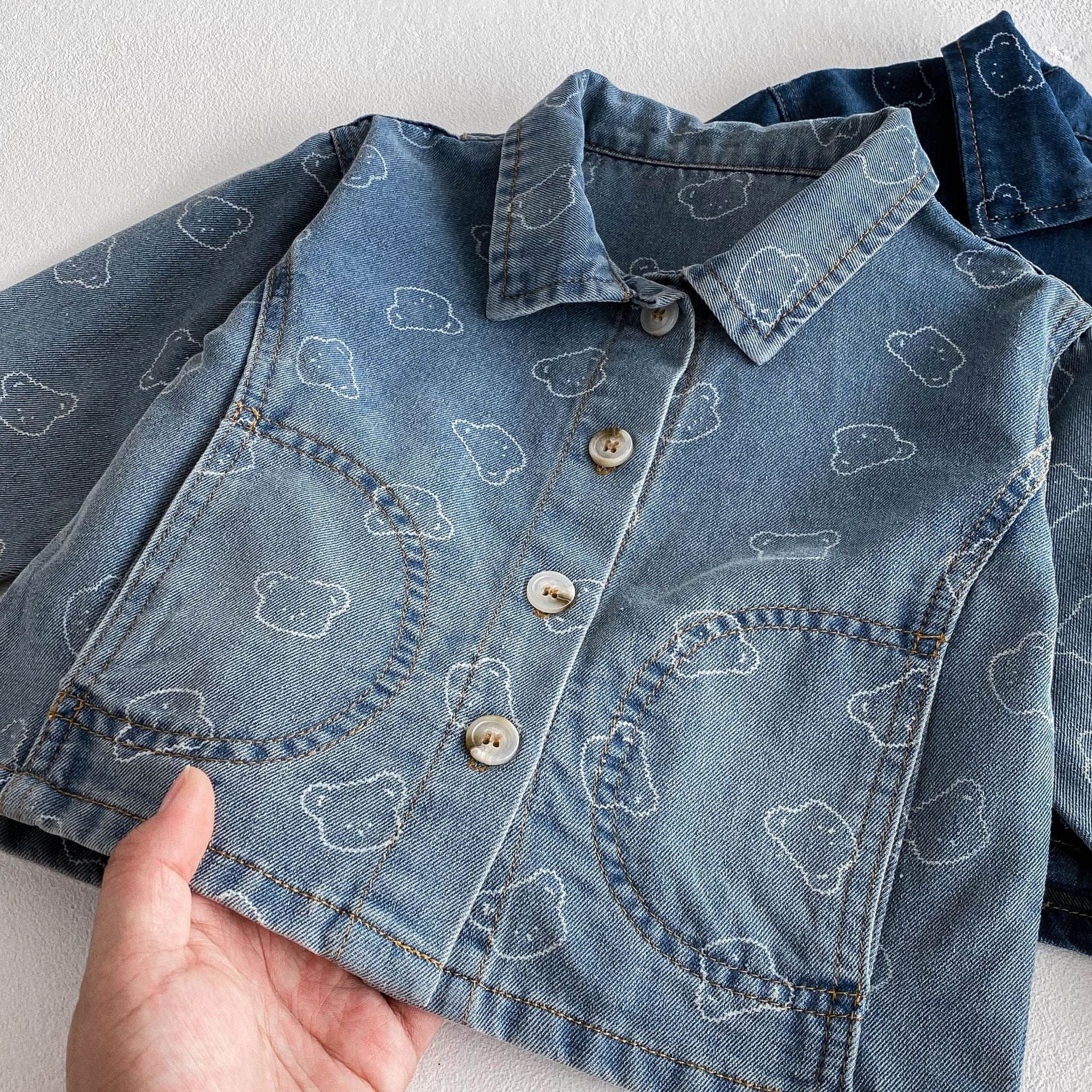 ショートコート・ジャケット・ジャンパー ベアくまプリントデニムシャツジャケット【mh0009260】