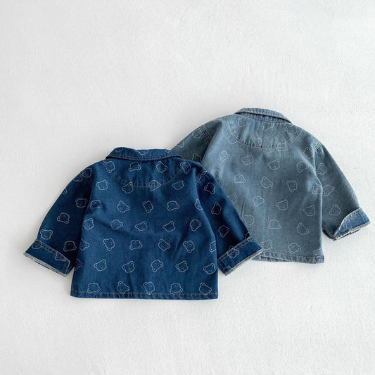 ショートコート・ジャケット・ジャンパー ベアくまプリントデニムシャツジャケット【mh0009260】