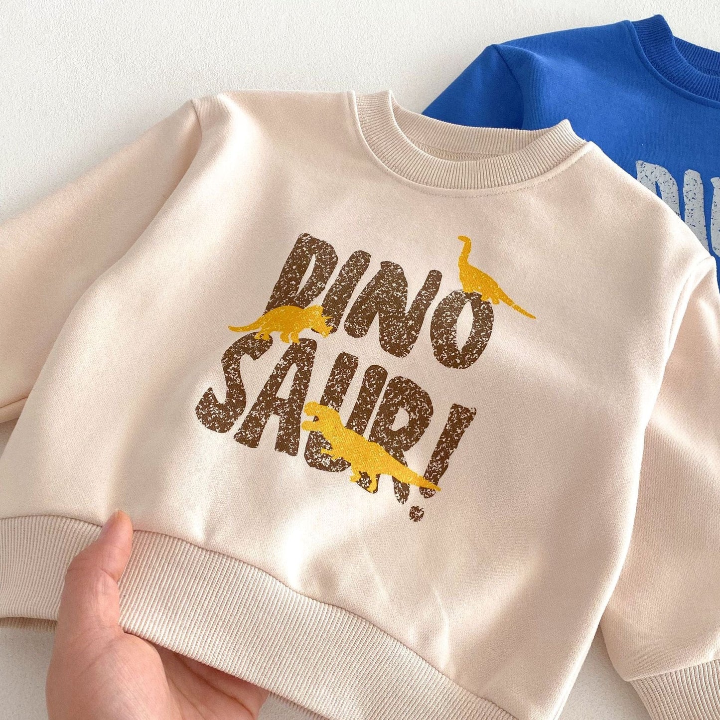 長袖セットアップ ダイナソープリントスウェットセットアップ 長袖スウェットシャツ+パッチワークスウェットパンツ【mh0009265】