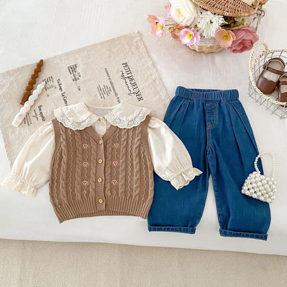 ベスト フラワー刺繍前あきニットベスト【mh0010647】