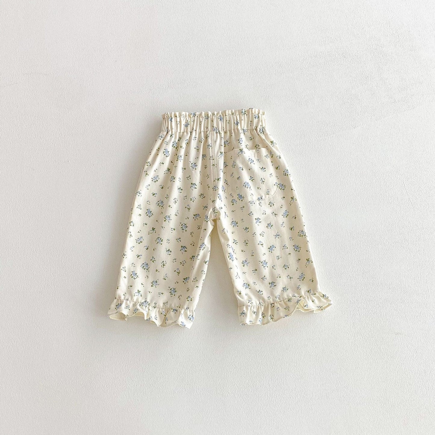 ロングパンツ・スウェットパンツ 裾フリルフラワープリントロングパンツ【mh0010648】