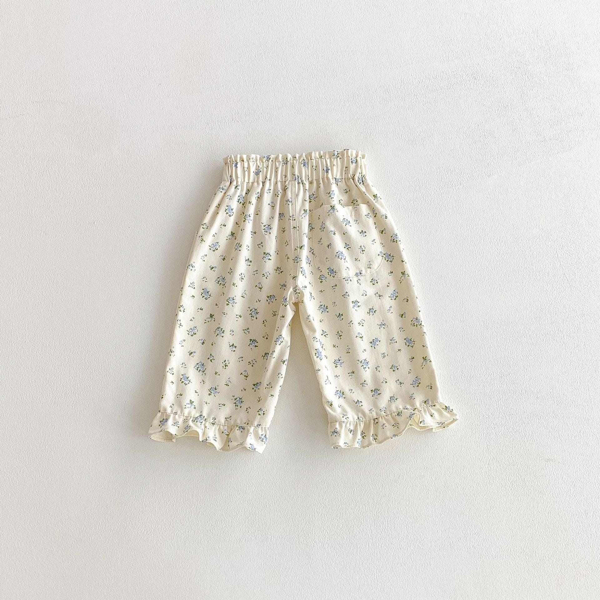 ロングパンツ・スウェットパンツ 裾フリルフラワープリントロングパンツ【mh0010648】